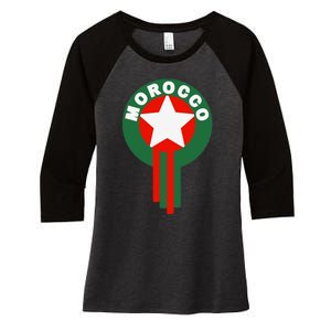 Morocco Soccer Jersey Gift Morocco Football Fans Women's Tri-Blend 3/4-Sleeve Raglan Shirt