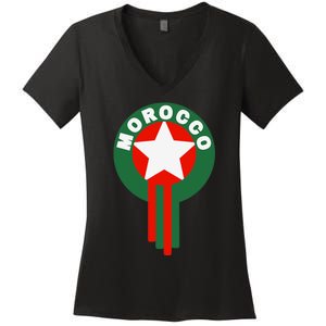 Morocco Soccer Jersey Gift Morocco Football Fans Women's V-Neck T-Shirt