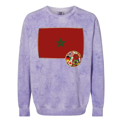 Morocco Soccer Jersey Morocco Flag Colorblast Crewneck Sweatshirt