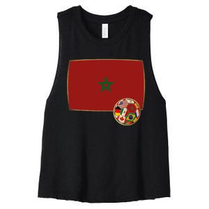 Morocco Soccer Jersey Morocco Flag Women's Racerback Cropped Tank