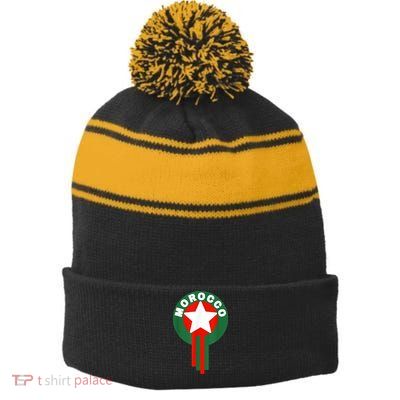 Morocco Soccer Jersey Gift Morocco Football Fans   Stripe Pom Pom Beanie