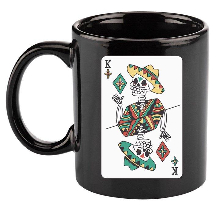 Mexican Skeleton King Card 11oz C Handle Ceramic Mug