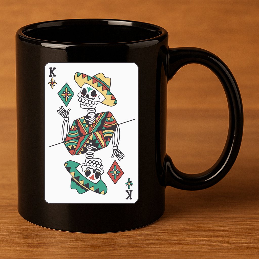 Mexican Skeleton King Card 11oz C Handle Ceramic Mug