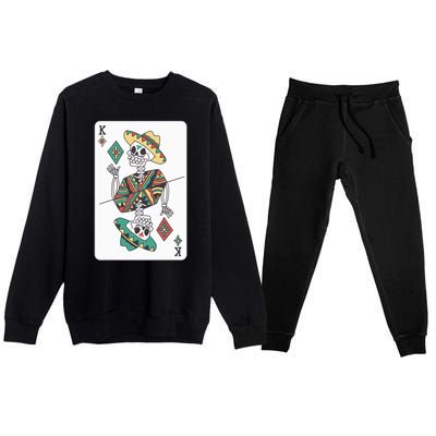 Mexican Skeleton King Card Premium Crewneck Sweatsuit Set