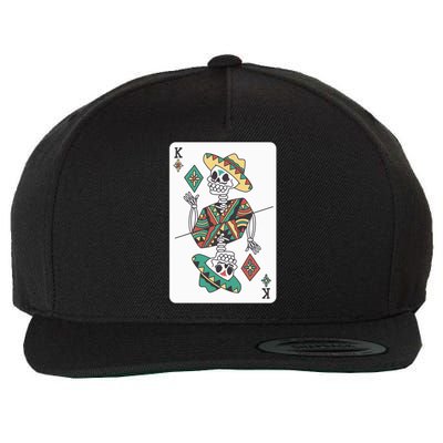 Mexican Skeleton King Card Wool Snapback Cap