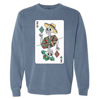 Mexican Skeleton King Card Garment-Dyed Sweatshirt