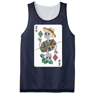 Mexican Skeleton King Card Mesh Reversible Basketball Jersey Tank