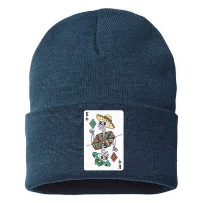 Mexican Skeleton King Card Sustainable Knit Beanie