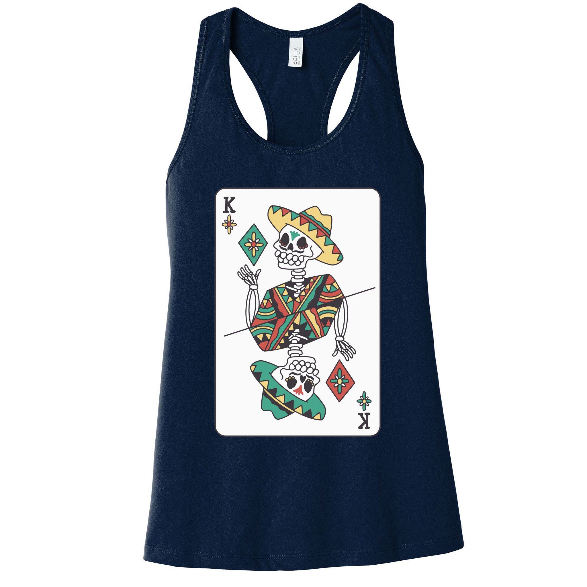 Mexican Skeleton King Card Womens Tank Top