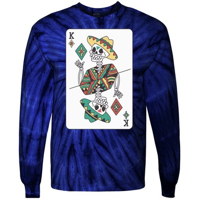 Mexican Skeleton King Card Tie-Dye Long Sleeve Shirt