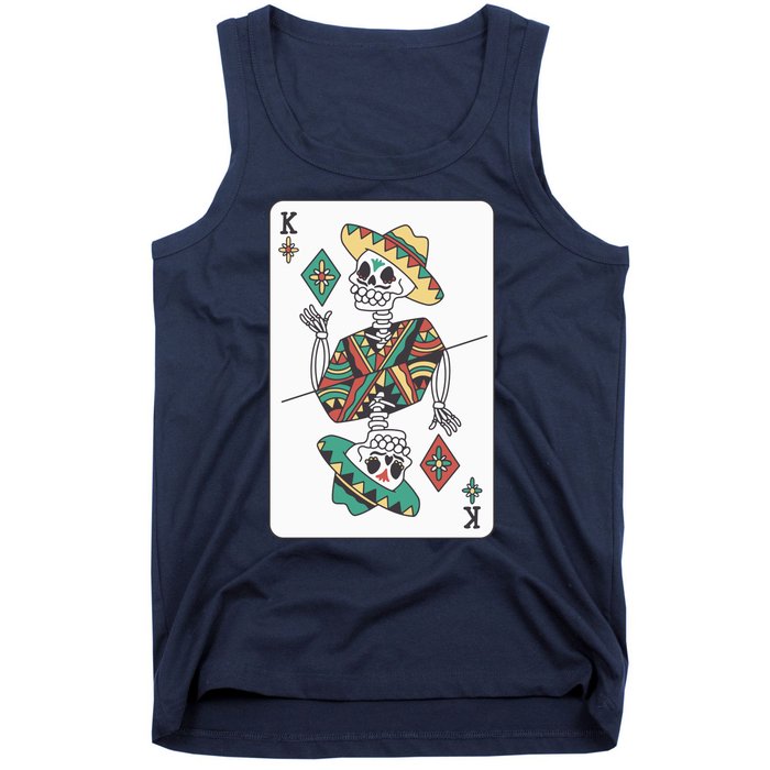 Mexican Skeleton King Card Tank Top