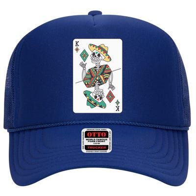 Mexican Skeleton King Card High Crown Mesh Back Trucker Hat