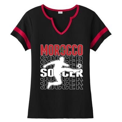 Morocco Soccer Lovers Jersey Cool Gift Proud Moroccan Football Fans Gift Ladies Halftime Notch Neck Tee