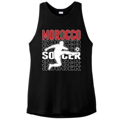 Morocco Soccer Lovers Jersey Cool Gift Proud Moroccan Football Fans Gift Ladies PosiCharge Tri-Blend Wicking Tank