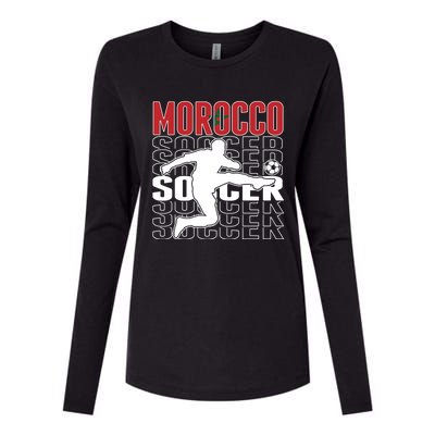 Morocco Soccer Lovers Jersey Cool Gift Proud Moroccan Football Fans Gift Womens Cotton Relaxed Long Sleeve T-Shirt