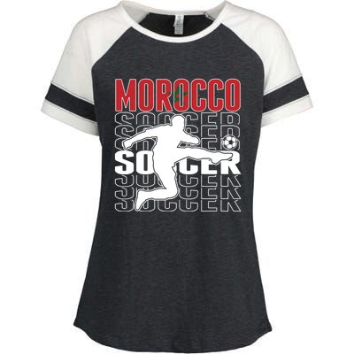 Morocco Soccer Lovers Jersey Cool Gift Proud Moroccan Football Fans Gift Enza Ladies Jersey Colorblock Tee