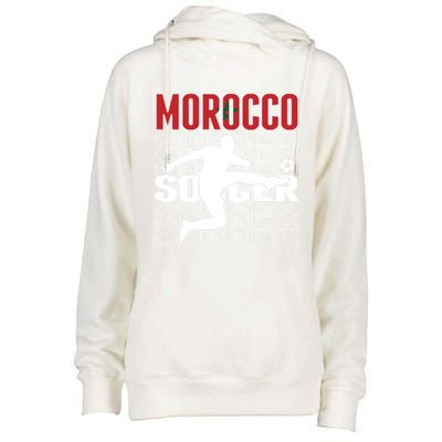 Morocco Soccer Lovers Jersey Cool Gift Proud Moroccan Football Fans Gift Womens Funnel Neck Pullover Hood