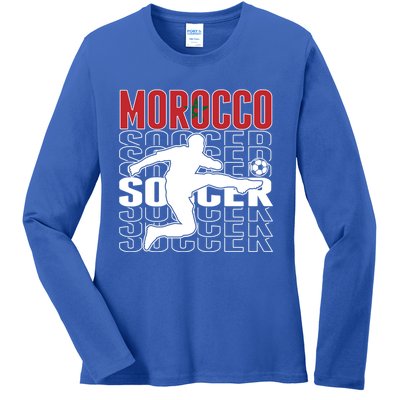 Morocco Soccer Lovers Jersey Cool Gift Proud Moroccan Football Fans Gift Ladies Long Sleeve Shirt