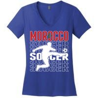 Morocco Soccer Lovers Jersey Cool Gift Proud Moroccan Football Fans Gift Women's V-Neck T-Shirt