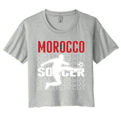 Morocco Soccer Lovers Jersey Cool Gift Proud Moroccan Football Fans Gift Women's Crop Top Tee