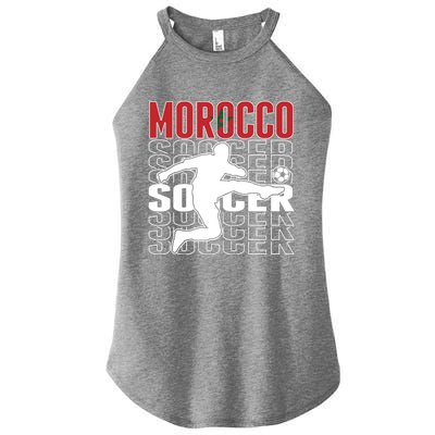 Morocco Soccer Lovers Jersey Cool Gift Proud Moroccan Football Fans Gift Women's Perfect Tri Rocker Tank