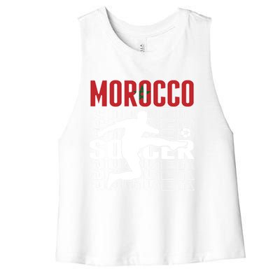 Morocco Soccer Lovers Jersey Cool Gift Proud Moroccan Football Fans Gift Women's Racerback Cropped Tank