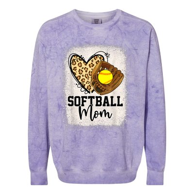 Mom Softball Leopard Softball Game Day Vibes Mothers Day Colorblast Crewneck Sweatshirt