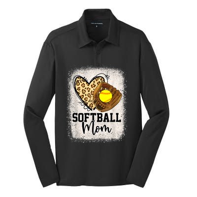 Mom Softball Leopard Softball Game Day Vibes Mothers Day Silk Touch Performance Long Sleeve Polo