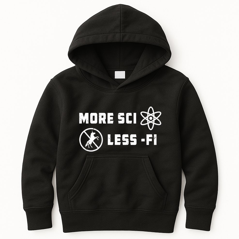 More Sci Less Fi Science Fiction Scifi Teacher Scientist Kids Hoodie