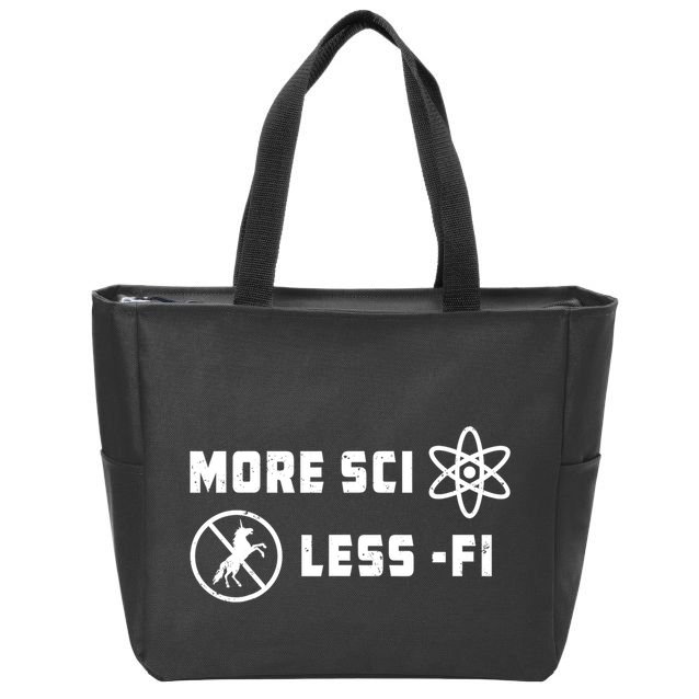 More Sci Less Fi Science Fiction Scifi Teacher Scientist Zip Tote Bag