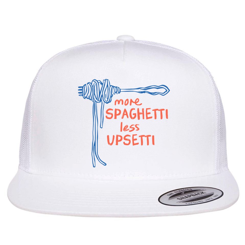 More Spaghetti Less Upsetti Flat Bill Trucker Hat