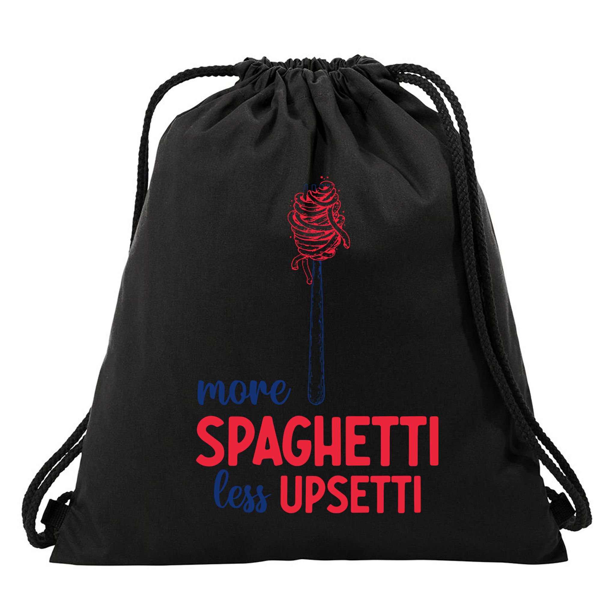 More Spaghetti Less Upsetti Funny Food Meme Drawstring Bag