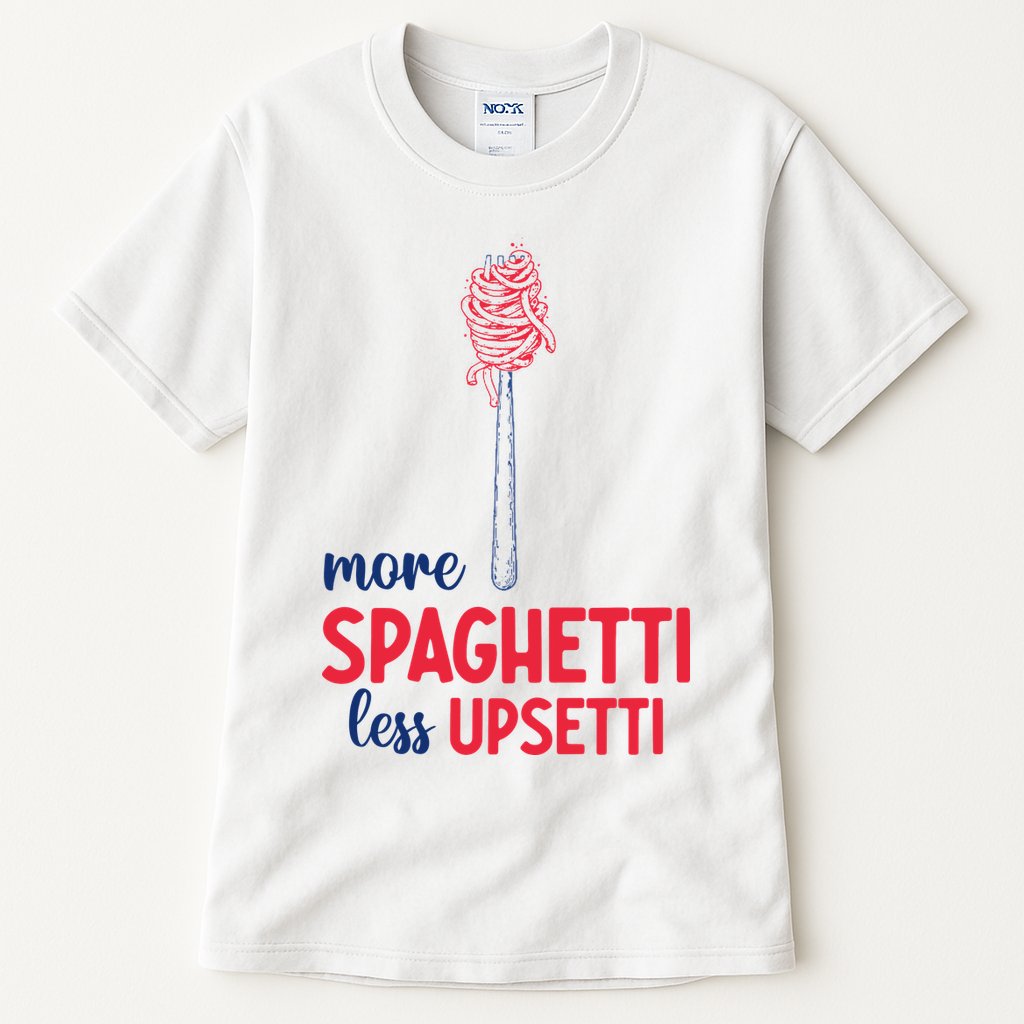 More Spaghetti Less Upsetti Funny Food Meme Tall T-Shirt