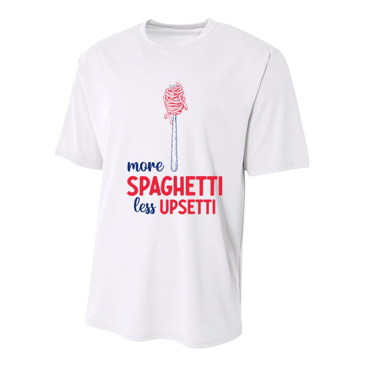More Spaghetti Less Upsetti Funny Food Meme Youth Performance Sprint T-Shirt