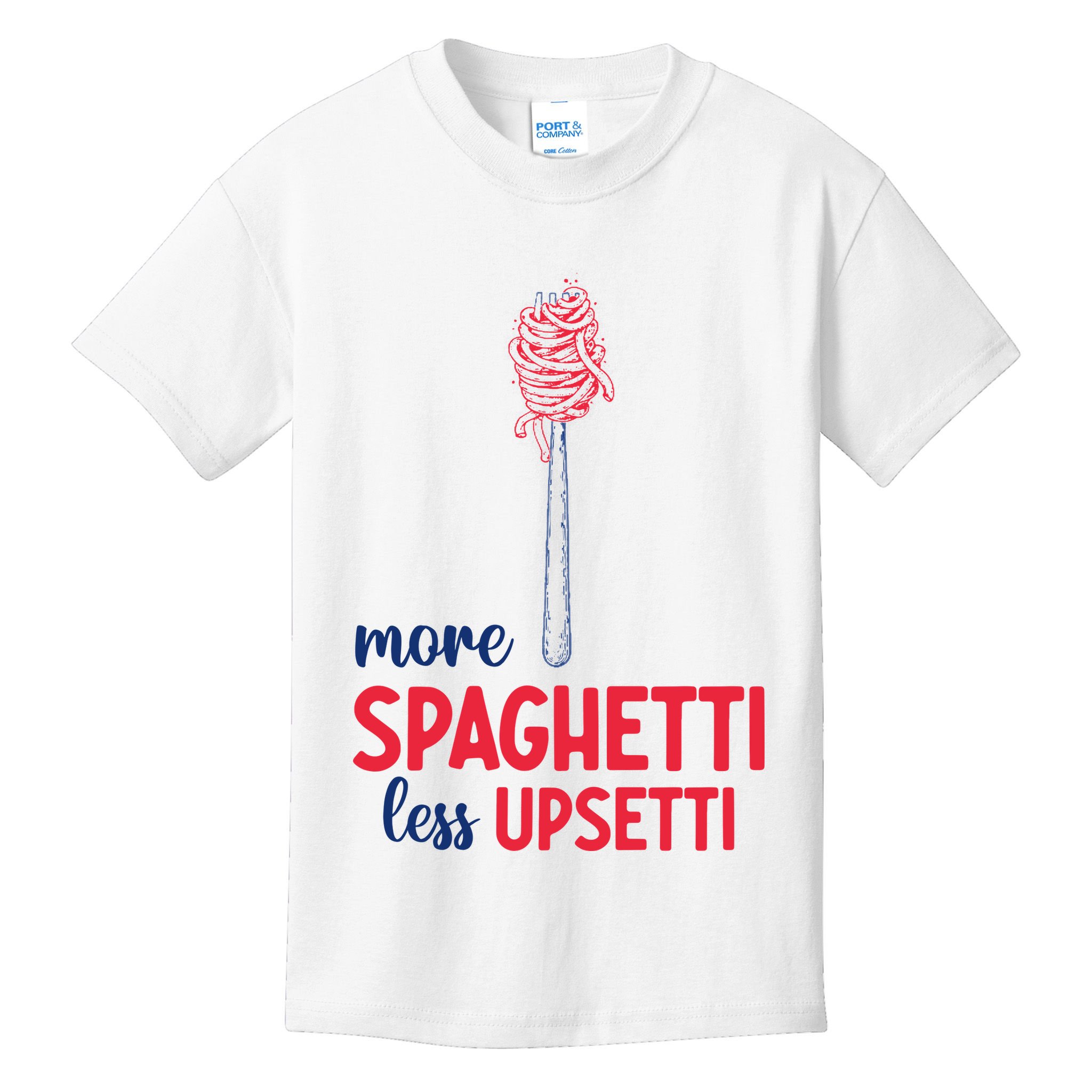 More Spaghetti Less Upsetti Funny Food Meme Kids T-Shirt