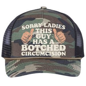 Meme Sorry Ladies This Guy Has A Botched Circumcision Retro Rope Trucker Hat Cap