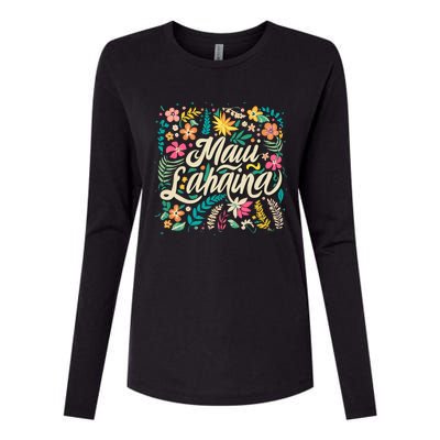 Maui Strong Lahaina Floral Womens Cotton Relaxed Long Sleeve T-Shirt