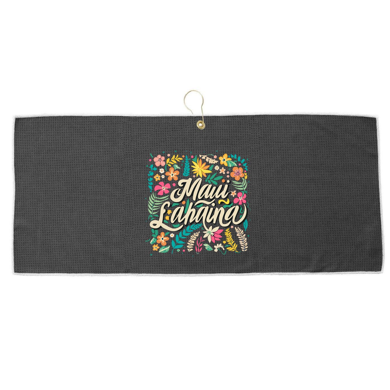 Maui Strong Lahaina Floral Large Microfiber Waffle Golf Towel