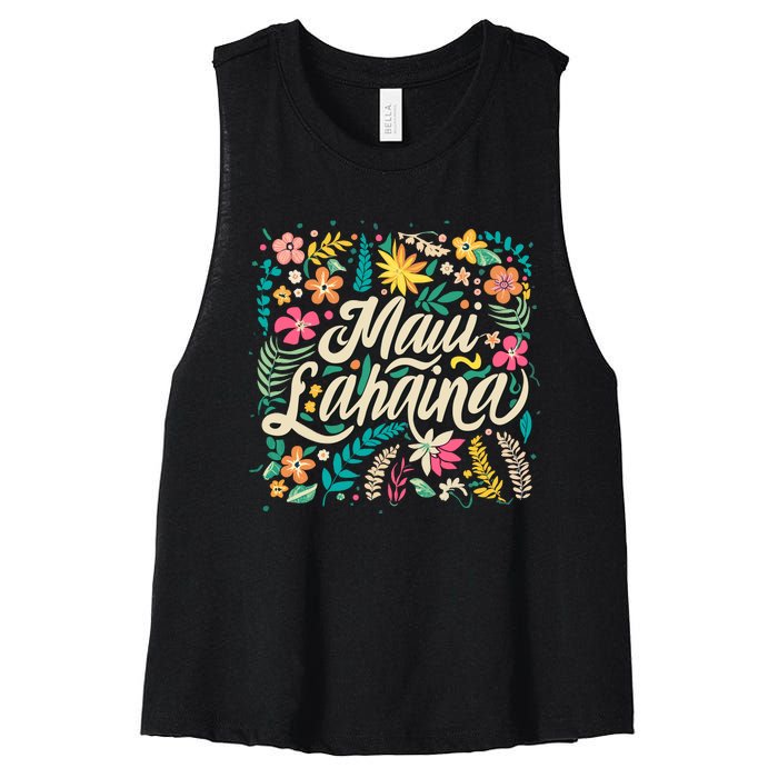 Maui Strong Lahaina Floral Women's Racerback Cropped Tank