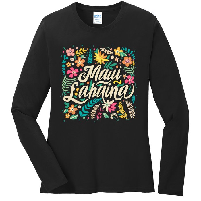 Maui Strong Lahaina Floral Ladies Long Sleeve Shirt