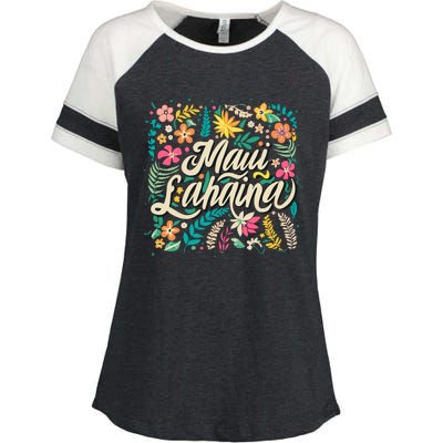 Maui Strong Lahaina Floral Enza Ladies Jersey Colorblock Tee