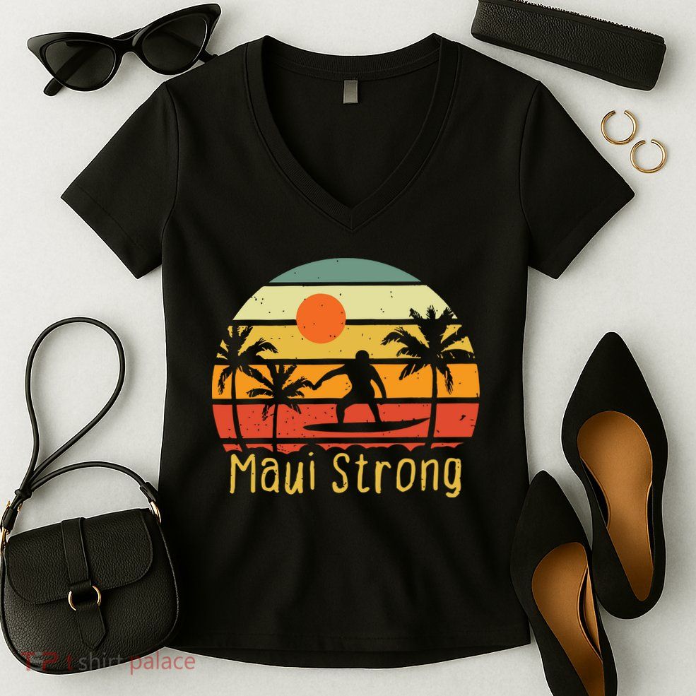 Maui Strong Lahaina Banyan Tree Hawaii Women's V-Neck T-Shirt