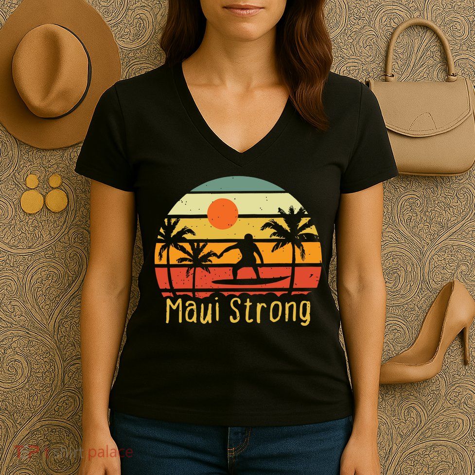Maui Strong Lahaina Banyan Tree Hawaii Women's V-Neck T-Shirt
