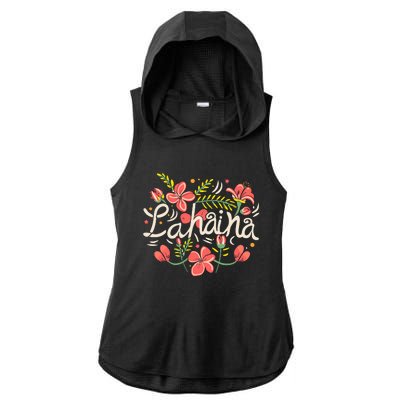 Maui Strong Lahaina Flower Ladies PosiCharge Tri-Blend Wicking Draft Hoodie Tank