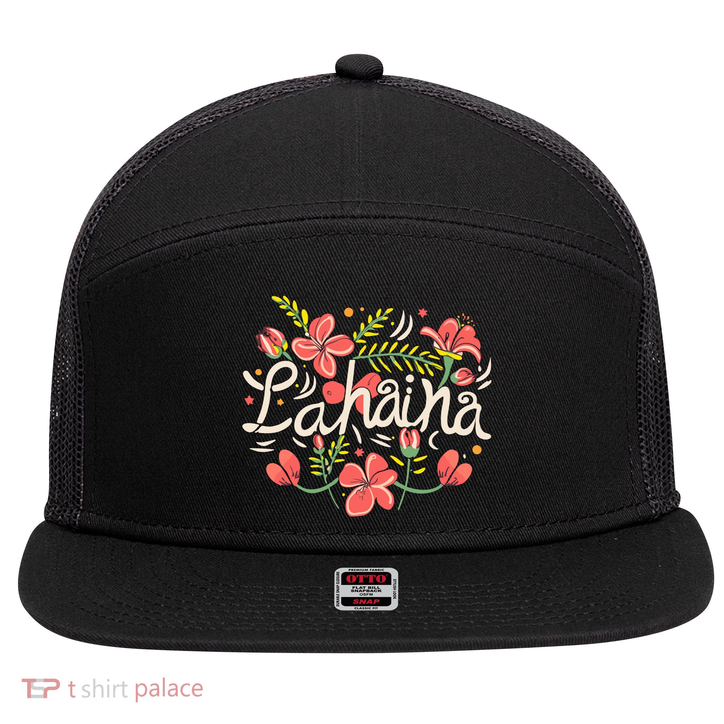 Maui Strong Lahaina Flower 7 Panel Mesh Trucker Snapback Hat