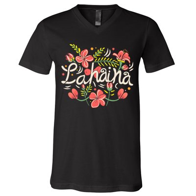 Maui Strong Lahaina Flower V-Neck T-Shirt
