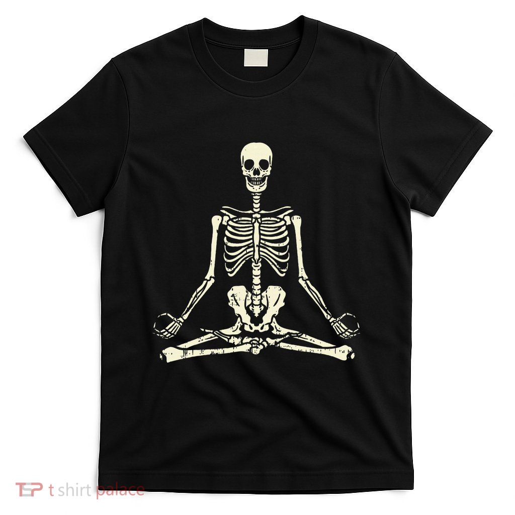 Meditating Skeleton Lotus Yoga Zen Balance Halloween Costume T-Shirt