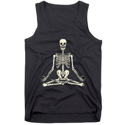 Meditating Skeleton Lotus Yoga Zen Balance Halloween Costume Tank Top