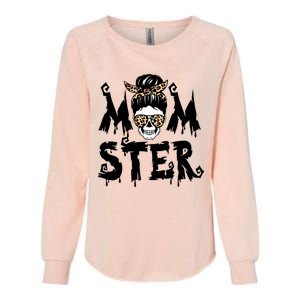 Momster Skull Leopard Kerchief Halloween Funny Mom Monster Funny Gift Womens California Wash Sweatshirt