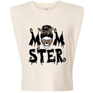 Momster Skull Leopard Kerchief Halloween Funny Mom Monster Funny Gift Garment-Dyed Women's Muscle Tee